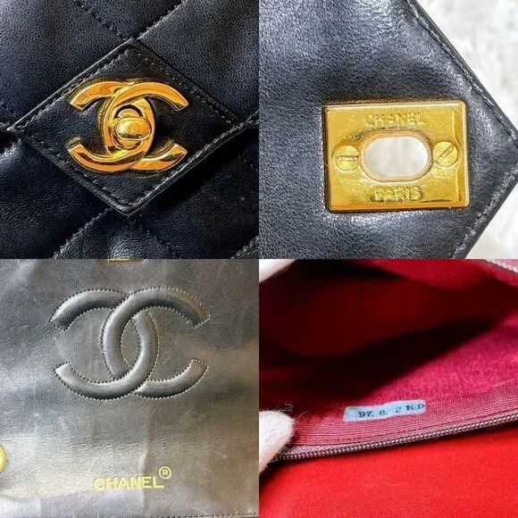 Authentic CHANEL 24K Vintage Classic Single Flap Bag Quilted Lambskin Chain Tote - Picture 10 of 11